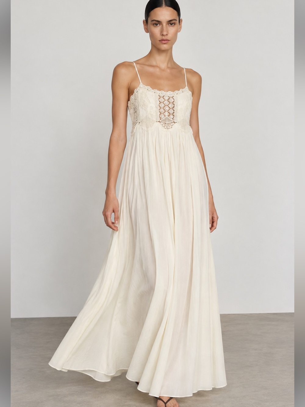 Zara ZW Collection Crochet Strappy Dress Ivory Size M NWT 6895/276/712